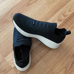 Black and White Sketchers with no lace…Memory foam.